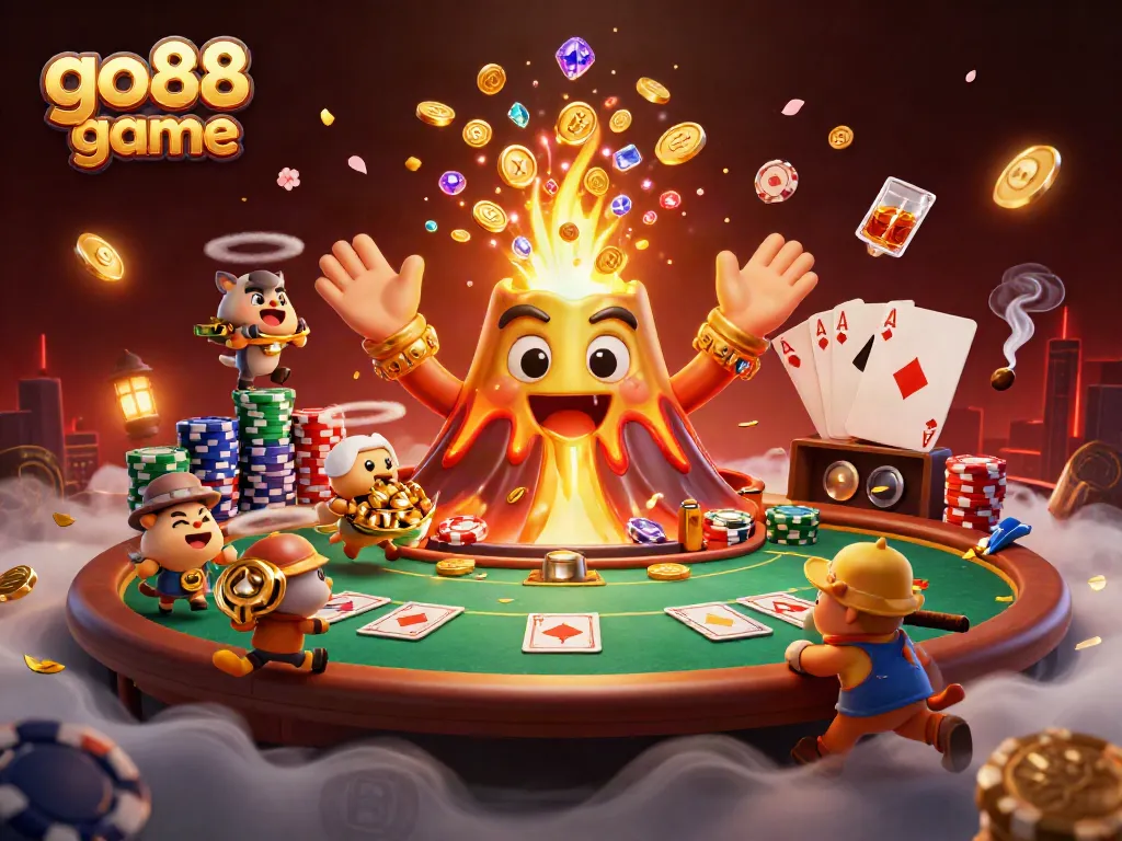 Engage in the thrill of go88 game with vibrant characters and dynamic casino elements, showcasing poker excitement.