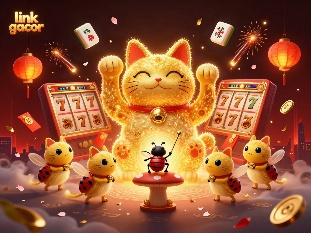 Experience the thrill of link gacor with a vibrant 3D illustration showcasing casino elements.