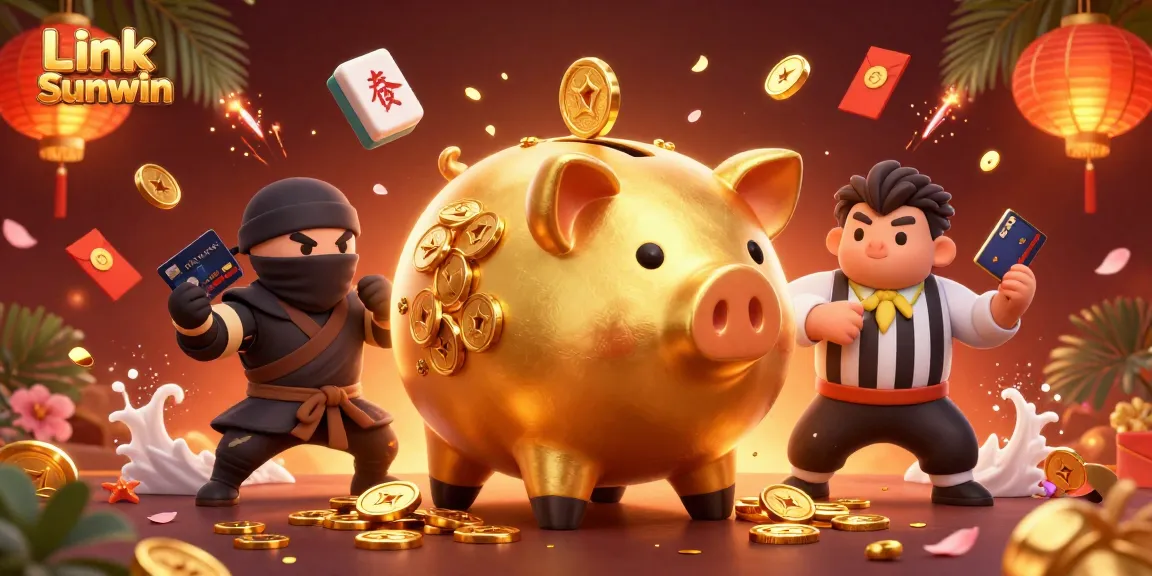 Win big at Link Sunwin with 3D cartoon characters battling amidst vibrant casino elements.